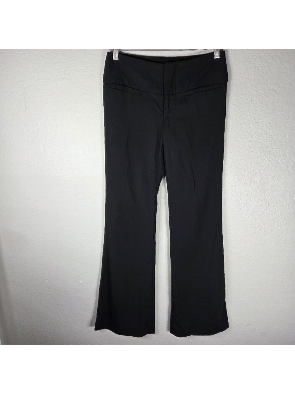 Alice + Olivia Flare Leg Wool Dress Pants Size 2 Black Stretch Wide Waisted